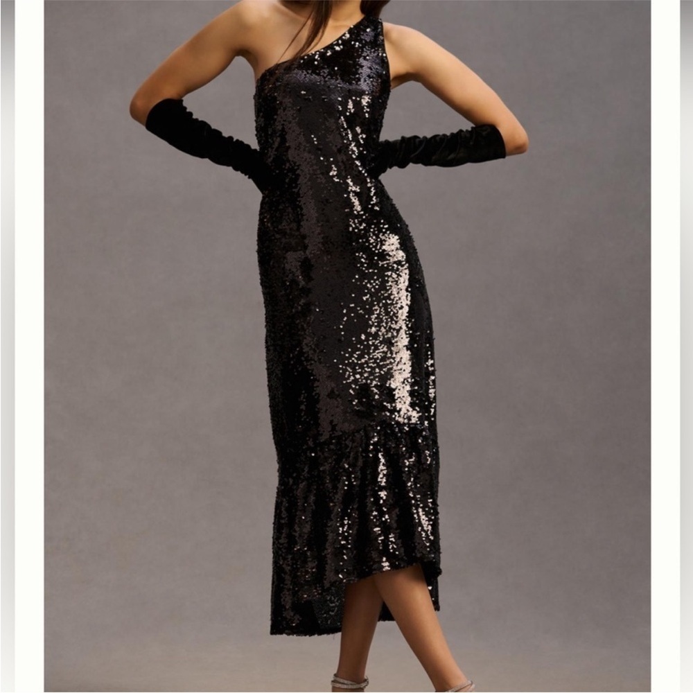 NWT Anthropologie Maeve One-Shoulder Sequin Dress